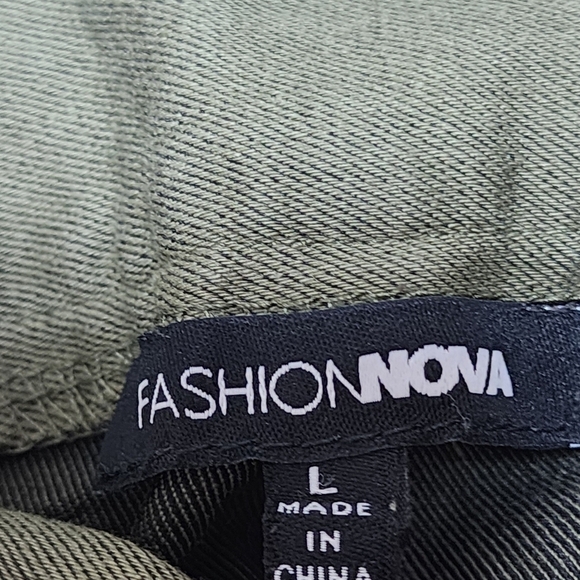 Fashion nova high waisted colorblock cargo pants color olive size Large - Picture 6 of 7